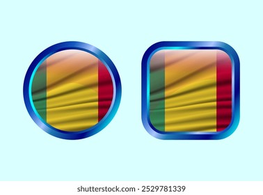 Glossy flag button of Mali, High quality web button design
