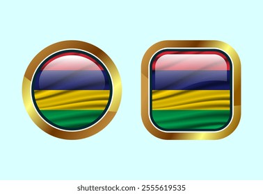 Glossy flag button of Mauritius, High quality web button design