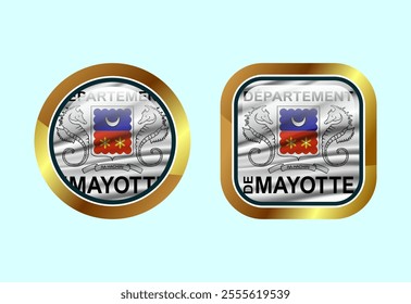 Glossy flag button of Mayotte, High quality web button design