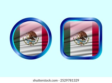 Glossy flag button of Mexico, High quality web button design