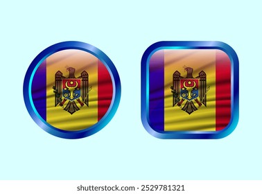 Glossy flag button of Moldova, High quality web button design
