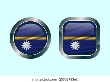 Botão de bandeira brilhante de Nauru, Design de botão web de alta qualidade
