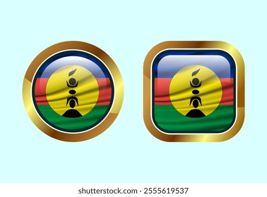 Glossy flag button of New Caledonia High quality web button design