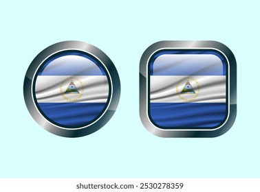 Glossy flag button of Nicaragua, High quality web button design