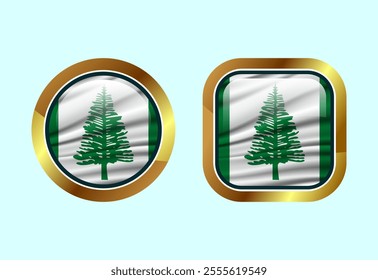Glossy flag button of Norfolk Island, High quality web button design