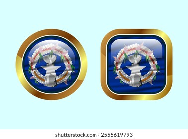 Glossy flag button of Northern Mariana Islands, High quality web button design