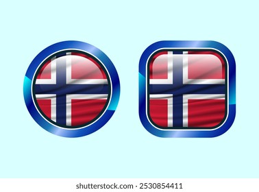 Glossy flag button of Norway, High quality web button design
