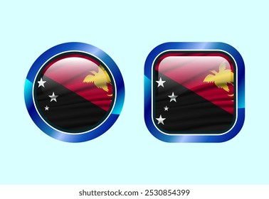 Glossy flag button of Papua New Guinea, High quality web button design