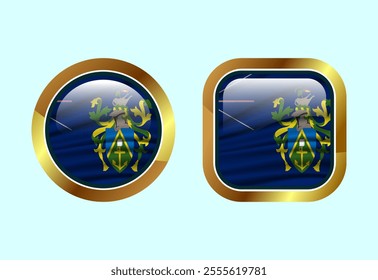 Glossy flag button of Pitcairn Islands, High quality web button design