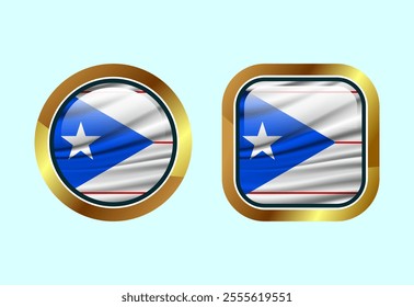 Glossy flag button of Puerto Rico, High quality web button design