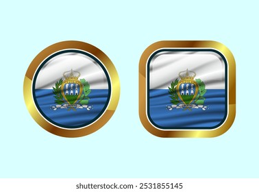 Glossy flag button of San Marino, High quality web button design