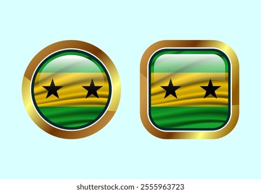 Glossy flag button of Sao Tome and Principe, High quality web button design