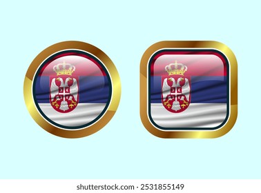 Glossy flag button of Serbia, High quality web button design