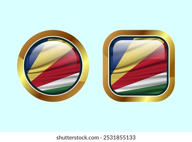 Glossy flag button of Seychelles, High quality web button design