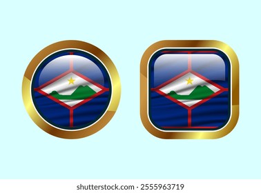Glossy flag button of Sint Eustatius, High quality web button design
