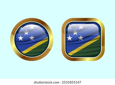 Botón brillante de la bandera de las Islas Salomón, diseño de Botón de Web de alta calidad