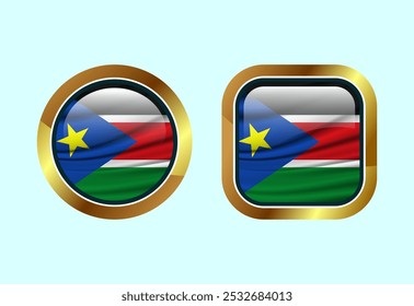 Glossy flag button of South Sudan, High quality web button design