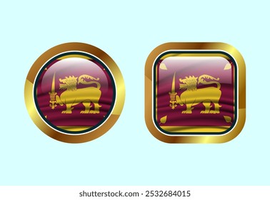 Glossy flag button of Sri Lanka, High quality web button design