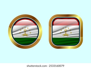 Glossy flag button of Tajikistan, High quality web button design