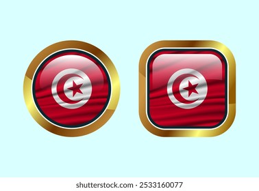 Glossy flag button of Tunisia, High quality web button design