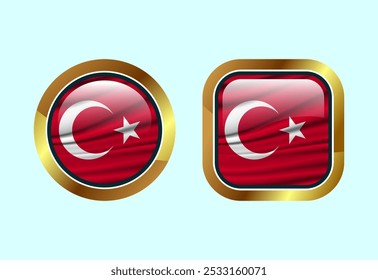 Glossy flag button of Turkey, High quality web button design