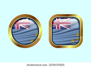 Glossy flag button of Tuvalu, High quality web button design