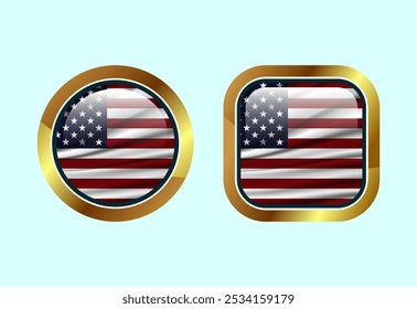 Glänzende Flagge Taste der Vereinigten Staaten, Hochwertige Web-Taste Design