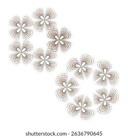 Glossy flower shape. Sparkling blossom icon. Vector white background. Decorative soft pattern.
