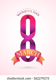 Glossy Flyer, Banner or Pamphlet with stylish text 8 March for Happy International Women's Day celebration.