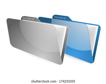 Glossy folder and file on a white background