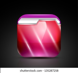 Icono de carpeta brillante / botón de aplicación móvil