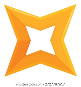 Luz radiante brilhante de estrela laranja de quatro pontas, perfeita para projetos de marca e design