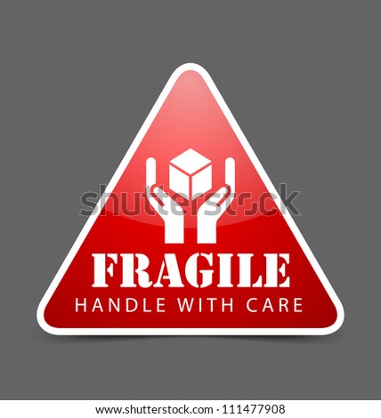 Glossy fragile icon isolated on dark grey background