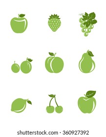 Glossy fruit set colored on white background vector illustration 