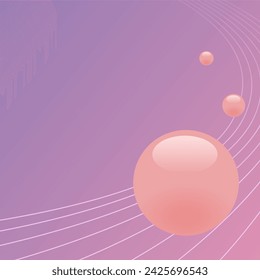 Glossy Frutiger Aero Pink Sphere Circles with Abstract Line Waves Background