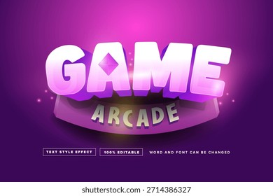 Efecto de texto 3D brillante de 'Game Arcade' para títulos y logotipos de juegos