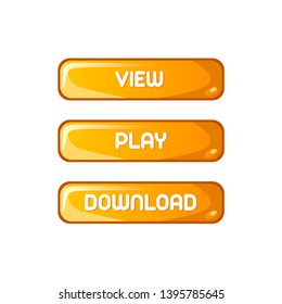 Glossy Game Buttons View Play Download Vector