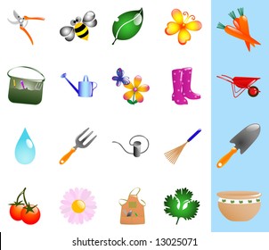 Glossy gardening icons - Part 1 (vector)