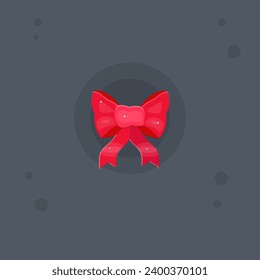 Glossy Glamour Christmas Or Birthday Red Ribbon Bow  Isolated Gift Vector