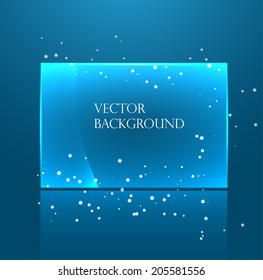 Glossy glass background with sparkles, vector illustration