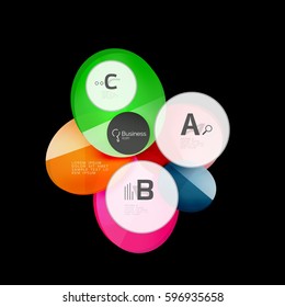 Glossy glass circle banner design template, speech bubbles