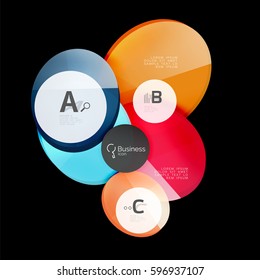 Glossy glass circle banner design template, speech bubbles