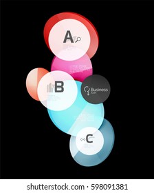 Glossy glass circle banner design template, speech bubbles