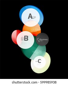Glossy glass circle banner design template, speech bubbles