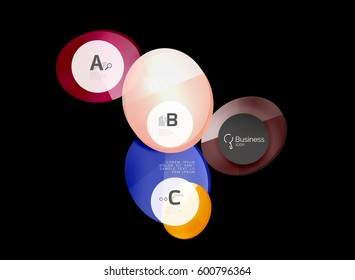 Glossy glass circle banner design template, speech bubbles