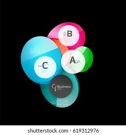 Glossy glass circle banner design template, speech bubbles