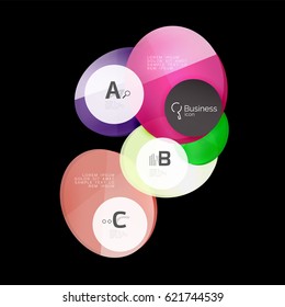 Glossy glass circle banner design template, speech bubbles