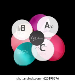 Glossy glass circle banner design template, speech bubbles