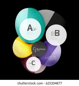 Glossy glass circle banner design template, speech bubbles