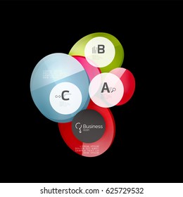 Glossy glass circle banner design template, speech bubbles
